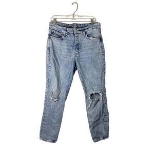 Old Navy Button Fly Distressed O.G. Straight High Rise Secret-Slim Pockets Jeans